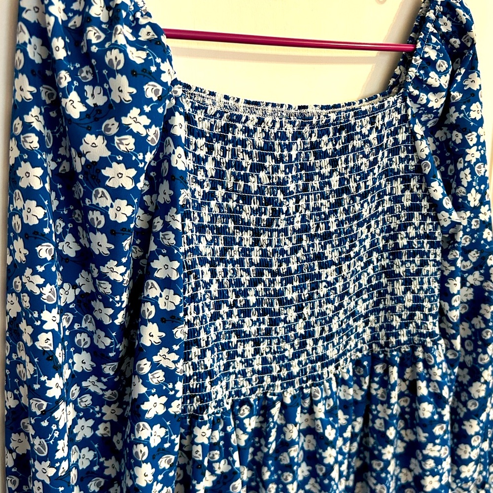 NWOT floral blue long sleeve dress